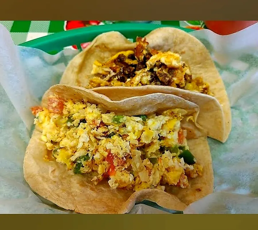 Breakfast tacos from Las Delicias Taqueria