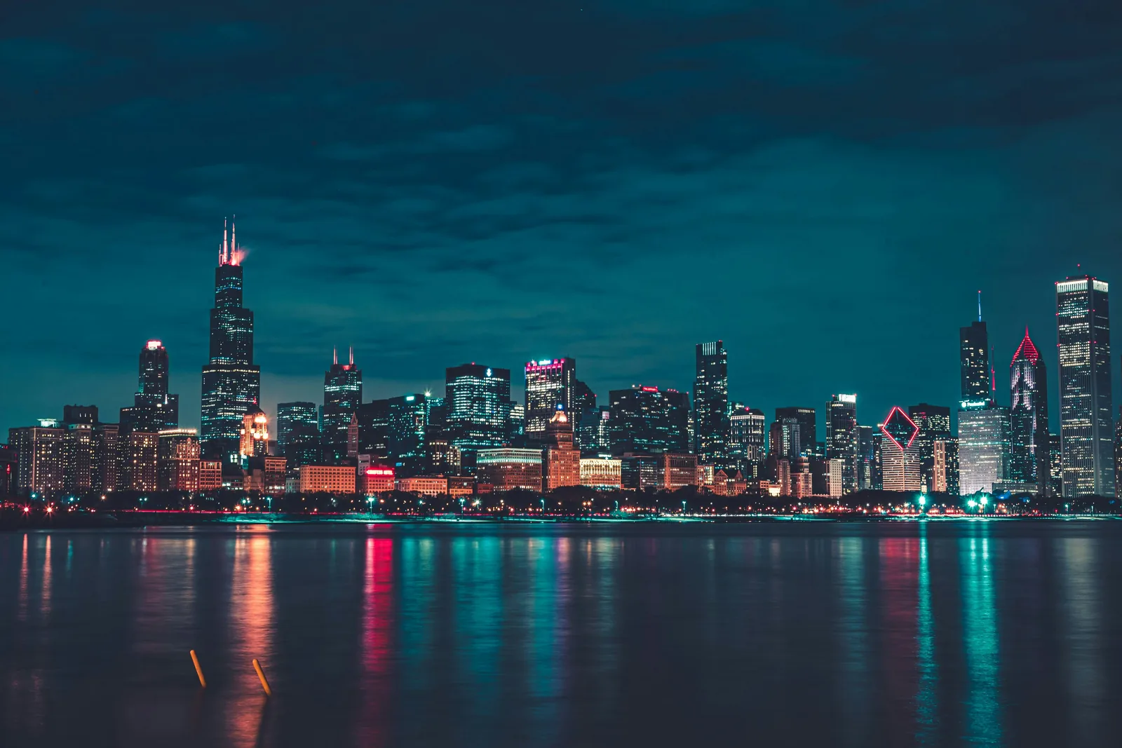 Chicago skyline at night — contextual image of the city where the family lived in Pilsen